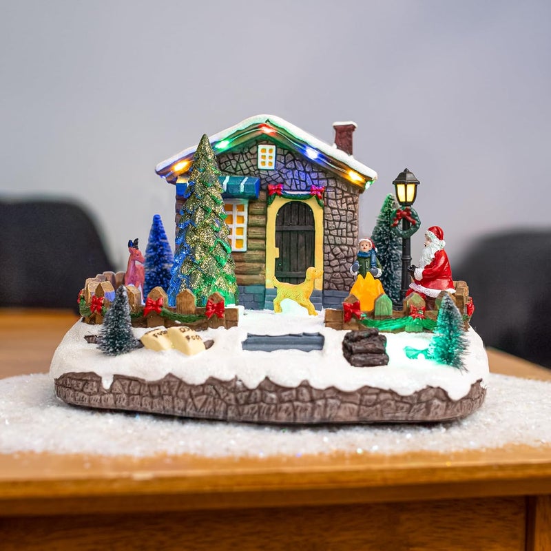FG Square Christmas Village Animated Santa's Getaway | Christmas House Collection Accessories Figurines for Decorations and Gift | Motion and Sound with Multicolor LED Lights - Image 3
